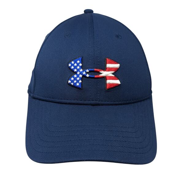 Under Armour Blitzing U.S Flag Freedom Fitted Baseball Cap Blue OS Embroidered - Picture 1 of 9